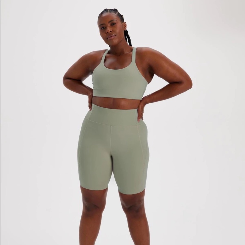 girlfriend collective agave high rise bike shorts